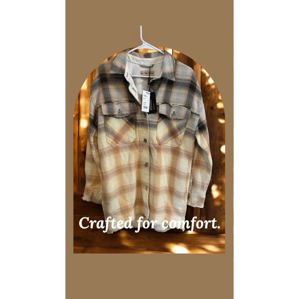NWT Free People Anneli Plaid‎ Shirt Jacket Oversized Size Small Msrp$150